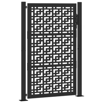 vidaXL Cancello Giardino Nero 105x155 Cm In Acciaio Design A Croce - Vidaxl