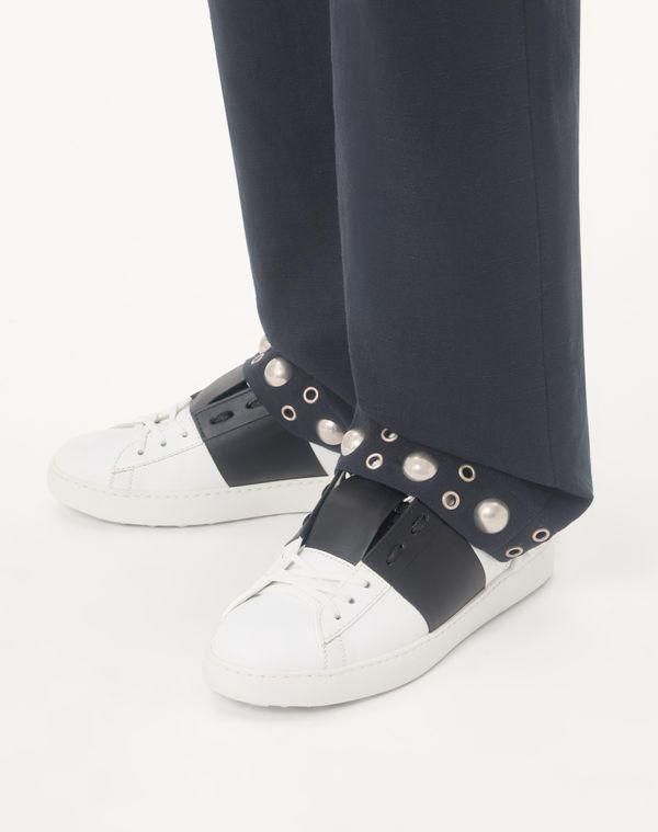 Valentino Garavani Sneaker Open In Vitello Uomo BIANCO/ NERO
