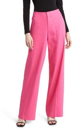 Frame Denim High Waist Linen Blend Wide Leg Trousers in Flamingo at Nordstrom Rack, Size 12