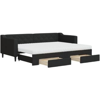 vidaXL Vidaxl - Sof&aacute; Cama Nido Con Cajones Tela Negro 80x200 Cm