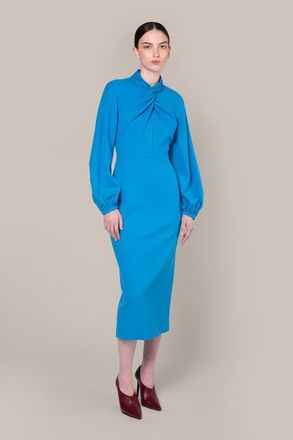 Roksanda Ilincic Rima Long Sleeve Fitted Midi Dress in 53Turquiose at Nordstrom, Size 12