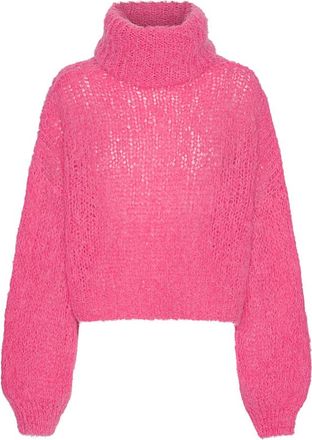 Americandreams Pepper Roll Neck Alpaca Pullover Cropped - Dames - Coltruien - Roze - ONE Size - Wol - Truien & Vesten