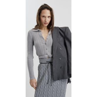 Mother of All Stripped Knitted Cardigan in Grey at Nordstrom, Size X-Small