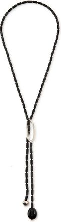 Agmes Annaya Lariat Sterling Silver Beaded Necklace - Black - One Size
