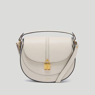 DeMellier The Siena Saddle in Off-White Small Grain Leather Crossbody bag
