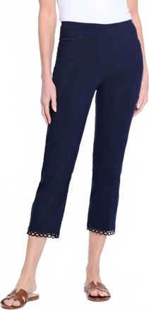 Multiples Pull-On Crop Pant With Hem Trim In Midnight/denim