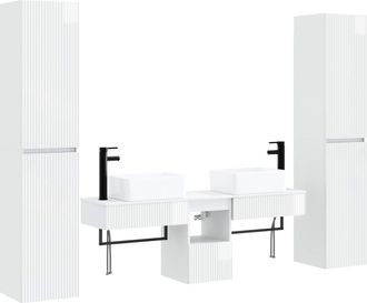 vidaXL Juego De Muebles De Ba&ntilde;o 5 Uds. Blanco Brillante Vidaxl