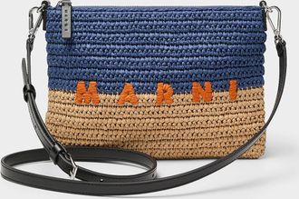 Marni Mens Seaside raffia Crossbody Bag pouch