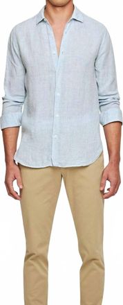 Orlebar Brown Giles Linen Cls Ii Shirt In Pale Blue-White