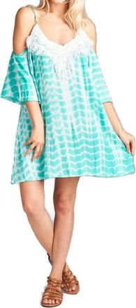 Velzera Tie Dye Fringe Mini Dress In Mint Green