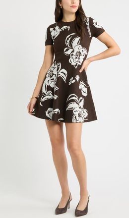 Chelsea28 Fit & Flare Sweater Dress in Brown Blaire Floral at Nordstrom, Size Xx-Small