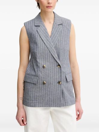 Benetton Gilet doppiopetto a righe - Grigio