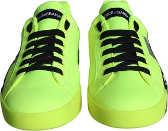 Dolce & Gabbana Neon Green Logo Tape Low Top Sneakers Mens Shoes (Pre-Owned)