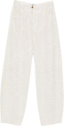 Elisabetta Franchi Wijde broek - Dames - Wijde Broeken - Beige - W26 - Broeken