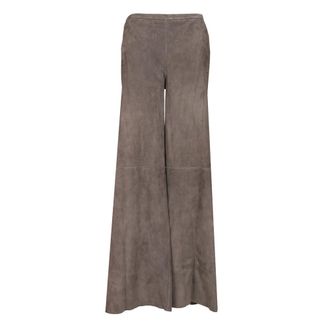 Forte_Forte Lightweight Suede Trousers - female - Forte Forte - Wide Trousers - Gray - M - Trousers