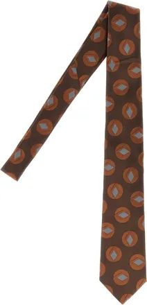 Giorgio Armani Geometric-Jacquard Silk Necktie - Brown