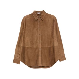 Brunello Cucinelli Leather Outerwears Marrone-Donna
