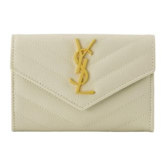 Saint Laurent Cassandre Wallet - female - Saint Laurent - Wallets & Cardholders - White - ONE SIZE - Accessories