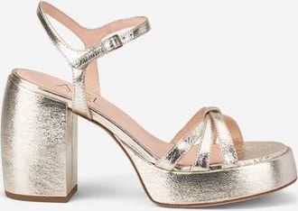 AGL Clio Sandal with High Heel in Platinum Leather at Nordstrom, Size 38.5
