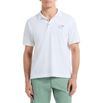 Robert Graham Monkey Business Embroidered Cotton Piqu&eacute; Polo in White at Nordstrom Rack, Size 4X-Large