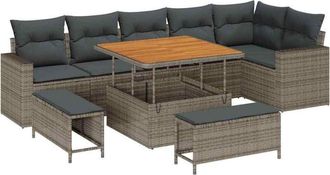 vidaXL Conjunto De Sof&aacute; De Jard&iacute;n 9 Pcs Gris 100 X 100 X 71 Cm Vidaxl