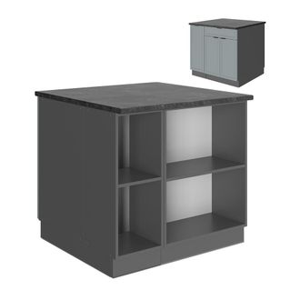 Vicco Isla De Cocina Fame-line, Azul Claro-gris, 90 Cm Con Caj&oacute;n, Sin Encimera, Vicco