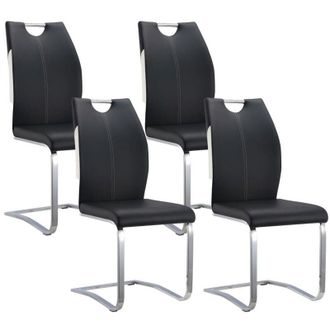 Vente-Unique Vente-unique - Lotto di 4 Sedie in Similpelle Nero Gambe in metallo cromato - winch