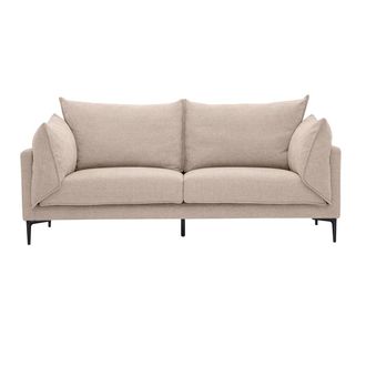 Miliboo Sof&aacute; De Dise&ntilde;o De 3 Plazas En Tela Efecto Terciopelo Texturizado Beige Y Metal Negro Marius