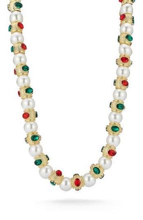 Sphera Milano Faux Pearl & Crystal Statement Necklace in Gold at Nordstrom Rack