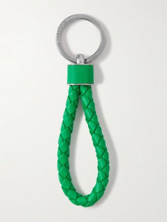 Bottega Veneta Portachiavi in pelle intrecciata e metallo argentato - Uomo - Verde