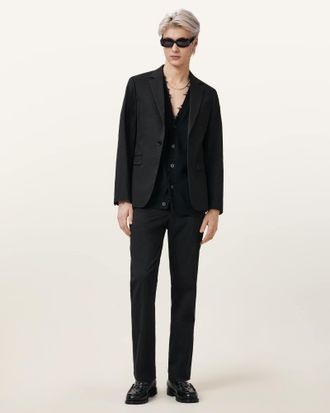 AllSaints Cotton Odin Straight Leg Tailored Trousers, Size: 32