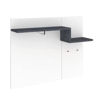 Dmora Appendiabiti orizzontale, Made in Italy, con ganci e tubo per appendini, Mobile per ingresso, cm 120x30h100, colore Bianco lucido e Grigio Ardesia