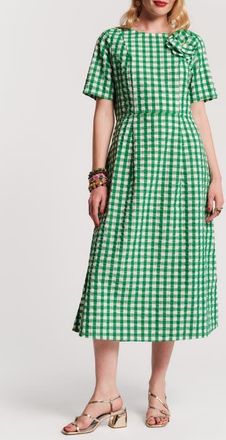 Frances Valentine Michelle Midi Dress Gingham in Green/oyster at Nordstrom, Size X-Small