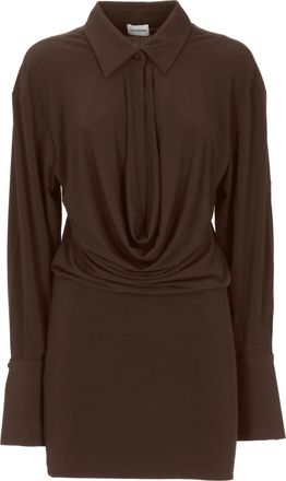 Andamane Brown Draped Mini Dress