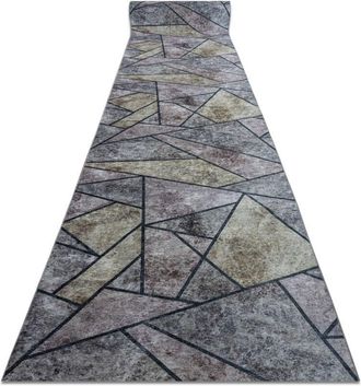RugsX Runner anti-slip LOTUS MOSAIC 22010 Mosaic grey WASHABLE 120cm grey 120x700 cm