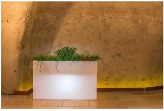 Monacis Idralite - Jardinera Rectangular De Resina 80x35 Cm Mod. Flowerpot Con Led Multicolor