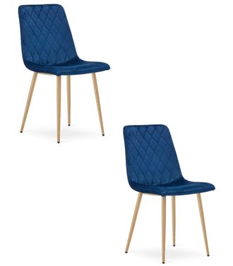 OEM Silla Turin - Terciopelo Azul Marino / Patas Color Madera X 2