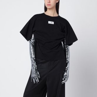 Maison Margiela Black cotton T-shirt with gloves
