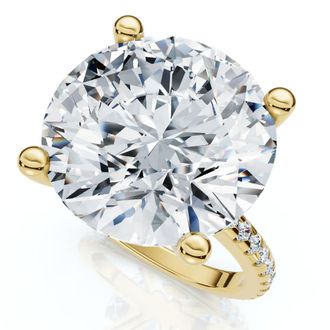 Pompeii3 Certified 10 1/3Ct Round Diamond Engagement Ring With Accents 14k Gold Lab Grown