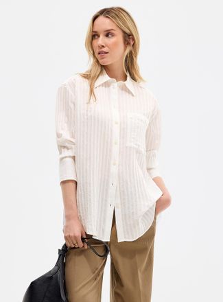 Marc O'Polo Shirt - Womens Sheer stripes loose-fit shirt