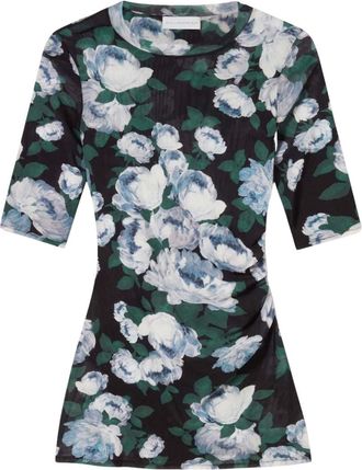 Stella McCartney Black Floral Round Neck Top
