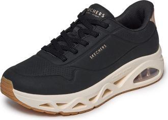 Skechers Womens Uno Step Glide On Air Sneaker, Black Durabuck/Rose Gold Trim, 4.5 UK