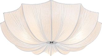 QAZQA Qazqa - Dise&ntilde;o Plaf&oacute;n De Dise&ntilde;o Blanco Seda 52 Cm 3-luces - Plu Acero /textil Redonda Adecuado Para Led Max. 3 X 40 Watt