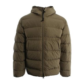 C.P. Company Winter Jackets, male, Green, Size: S Chrome-R Goggle Down Jacket