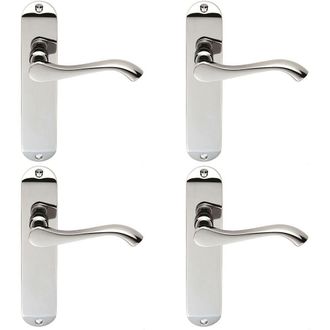 Loops 4x PAIR Scroll Lever Door Handle on Latch Backplate 180 x 40mm Polished Chrome