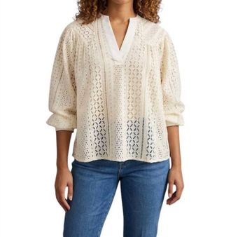 Bishop + Young Stevie Eyelet Pullover Blouse In Beige