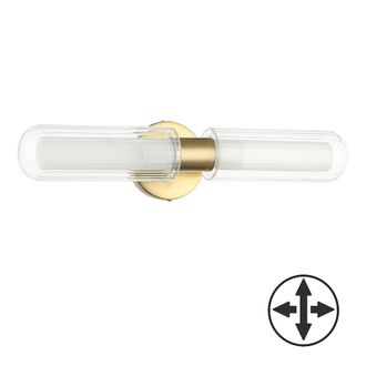 Dainolite 2 Light Aged Brass Wall Sconce w/ Clear Fluted Glass