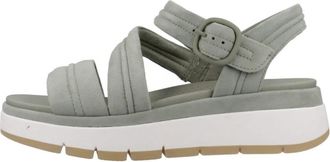 Clarks Tuscan Strap Flat Sandalen - Dames - Sleehakken - Groen - 41 1/2 EU - Leer - Schoenen