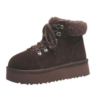 Generic Women winter snow boots with plush warm cotton shoes for sports and leisure comfortable outdoor thick soled short boots (brown,6.5)