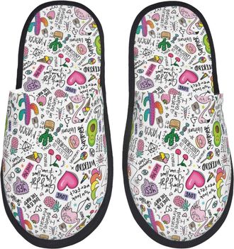 Generic Camping Slippers Fun Animal With Horse Sea Breathable Cotton Slippers Lightweight Indoor Shoes For Women Bedroom Travel L